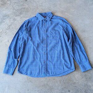 Untuckit Mellot Regular Fit Blue Plaid Button Front Shirt size XL